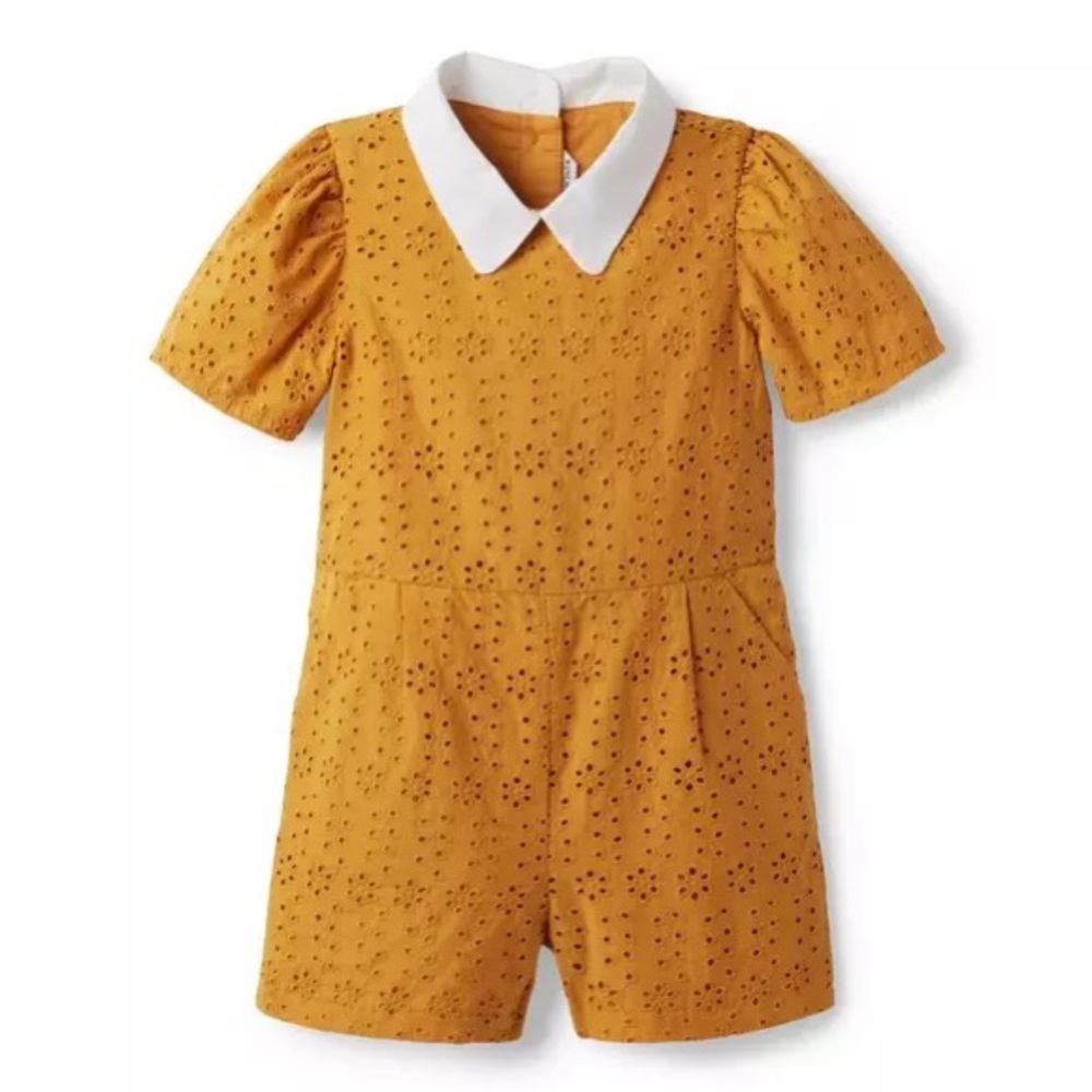 NWOT Toddler Girl Janie and Jack Spruce Yellow Eyelet Romper Size 4T